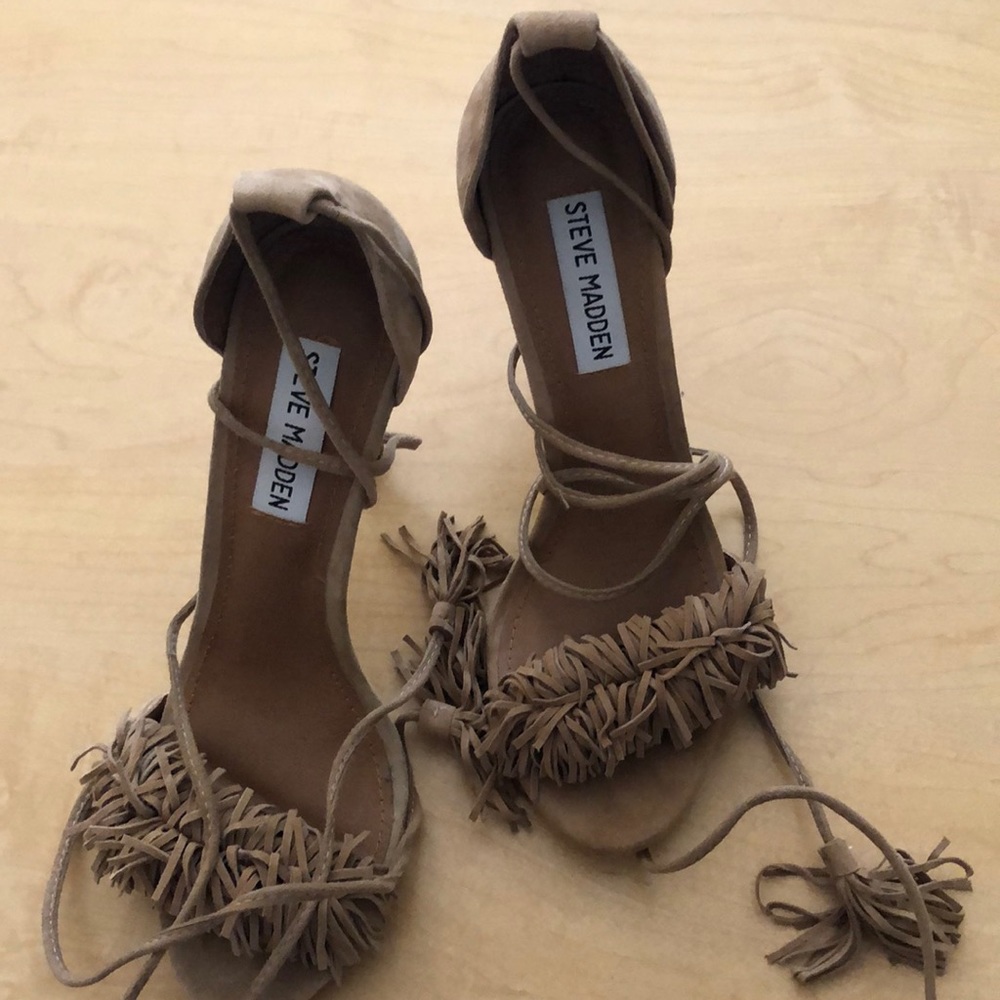 Steve Madden 4” leather heels wrap 6.5 medium
